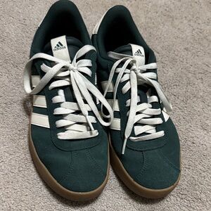 Adidas Women’s Dark Green and White Sneakers